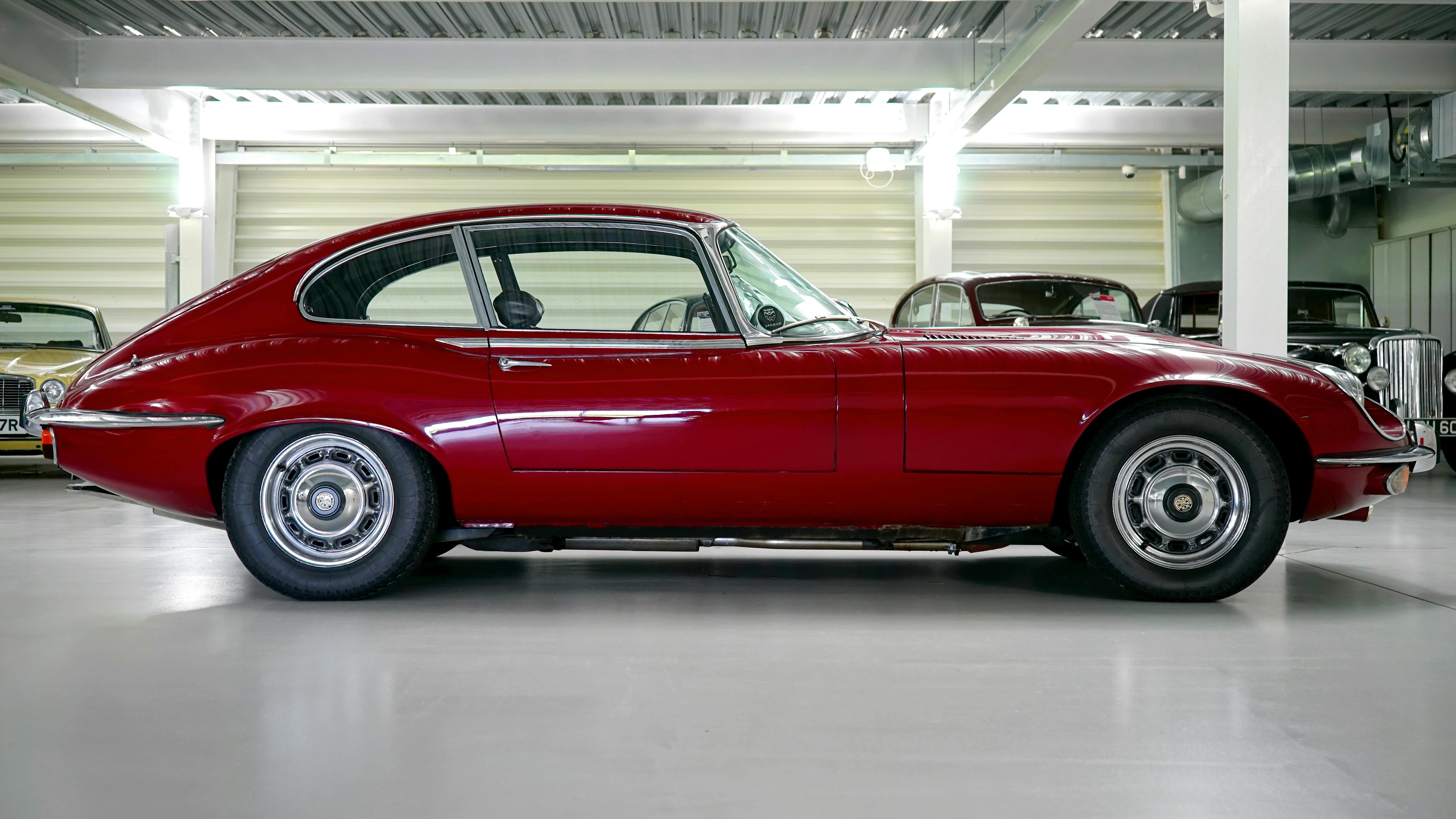 E-type Jaguar in red